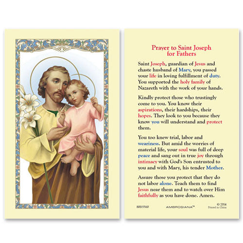 PRAYER TO ST JOSEPH FOR FATHERS HOLY CARD