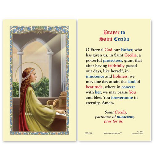 PRAYER TO ST CECILIA HOLY CARD