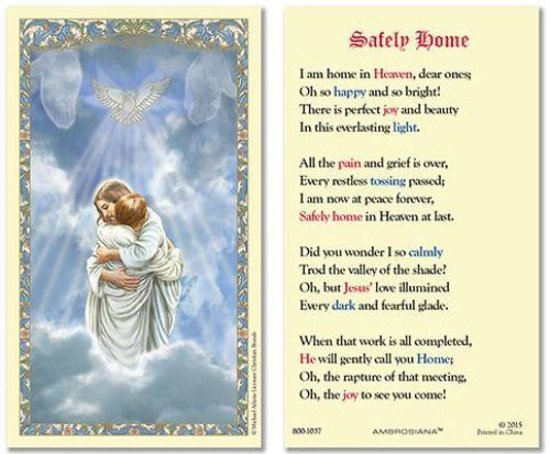 SAFELY HOME PRAYER THE REUNION HOLY CARD