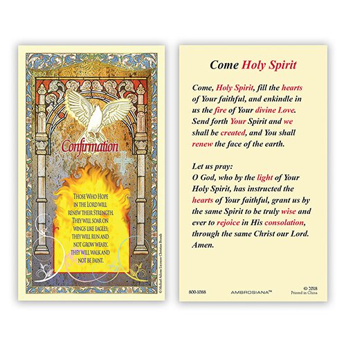 COME HOLY SPIRIT CONFIRMATION HOLY CARD