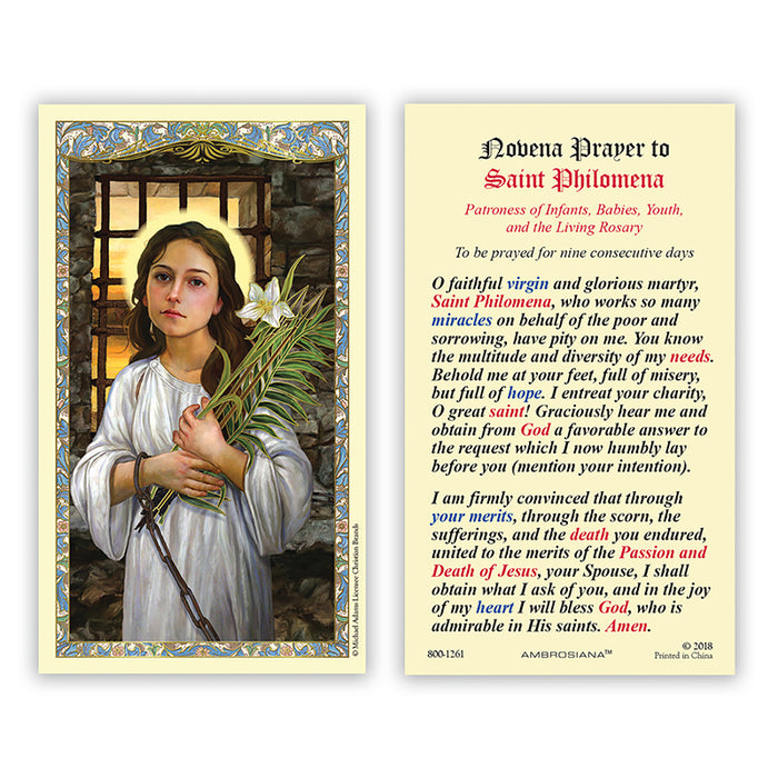 ST PHILOMENA NOVENA HOLY CARD