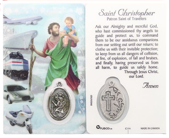 ST CHRISTOPHER - MEDAL ON PRAYER CARD