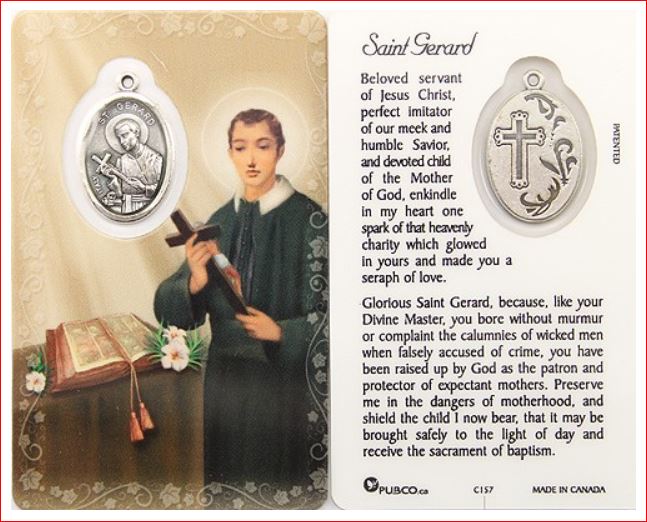 ST GERARD - MEDAL ON PRAYER CARD