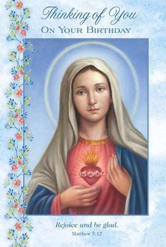 Greeting Card Birthday with Immaculate Heart Image