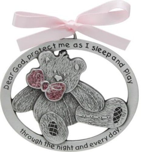 Crib Medal - Teddy Bear - Pink Ribbon