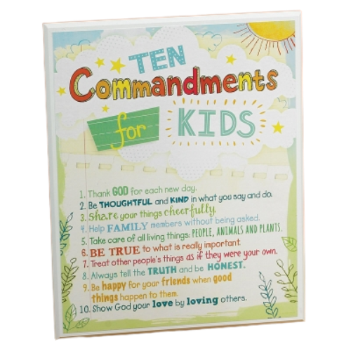 Ten Commandments for Kids Wall Plaque