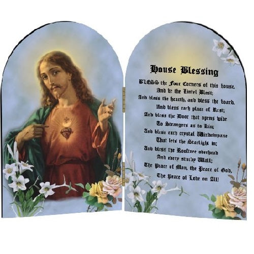 Sacred Heart Diptych with House Blessing