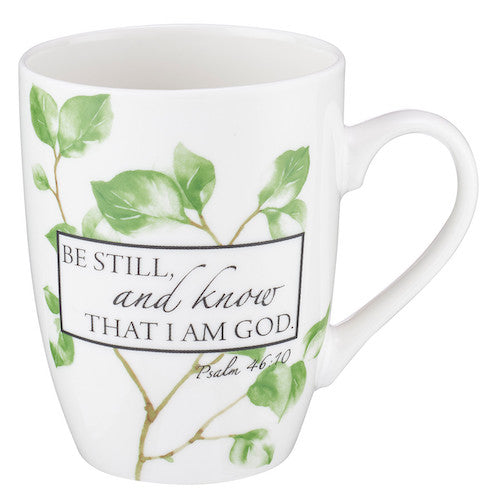 Coffee Mug Be Still Green Floral