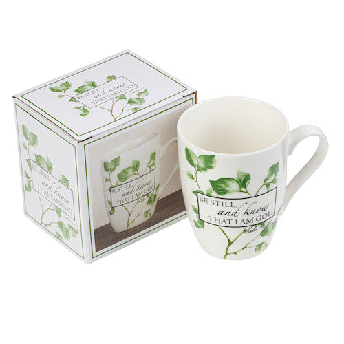 Coffee Mug Be Still Green Floral