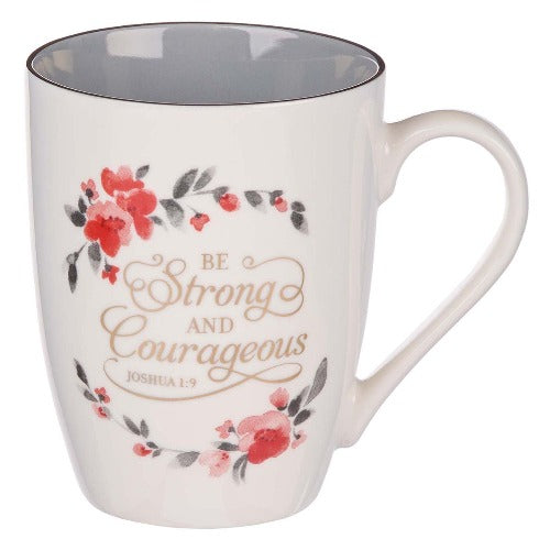 Coffee Mug Be Strong Pink Floral 12oz