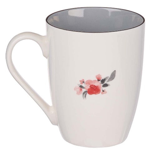 Coffee Mug Be Strong Pink Floral 12oz