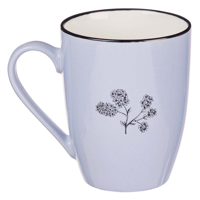 Coffee Mug Noble Things Lavender with Black and White Floral