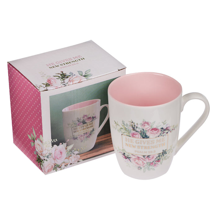 Coffee Mug New Strength Watercolor Floral 12oz