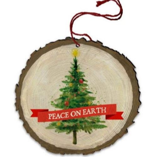 ORNAMENT - VINTAGE PEACE ON EARTH - WOOD