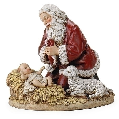 KNEELING SANTA - 8" STATUE - RESIN/STONE