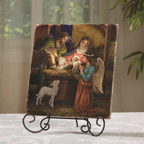 Away in the Manger Tile Plaque