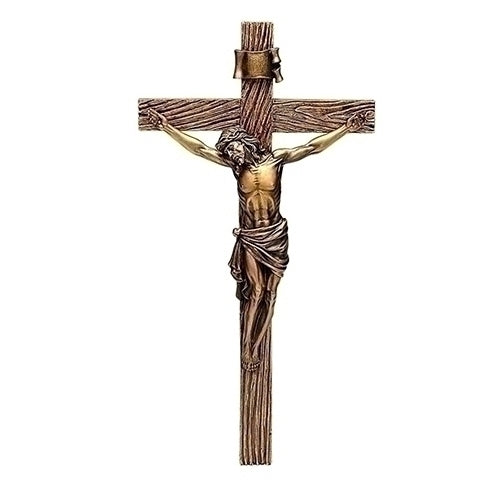 Wall Crucifix in Antique Gold 13.25" High