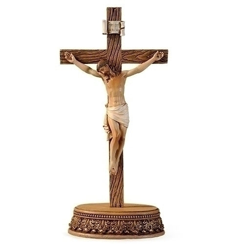 STANDING CRUCIFIX - 8.5"H 6"W 1.25"D RESIN