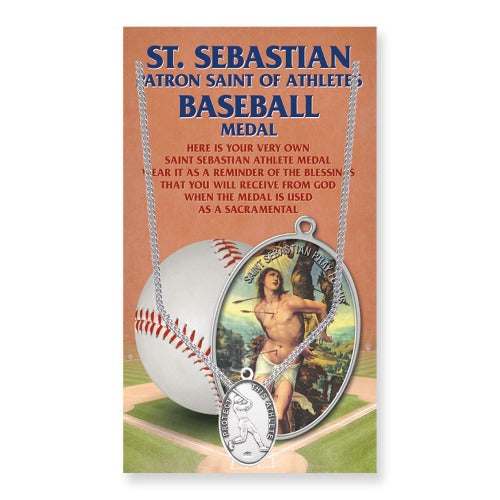 BASEBALL PENDANT - ST SEBASTIAN OVAL - 24" CHAIN