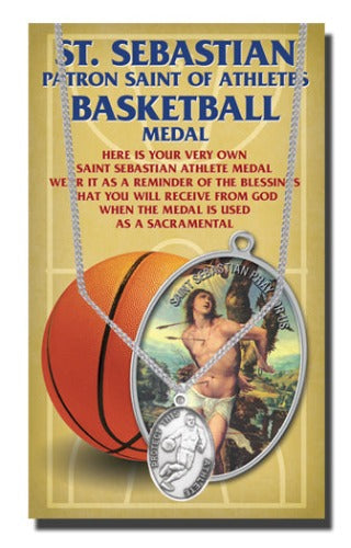 BASKETBALL PENDANT - ST SEBASTIAN OVAL - 24" CHAIN