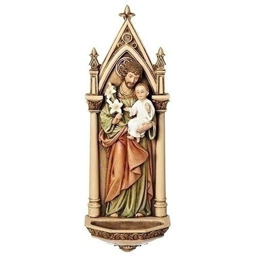 Holy Water Font Gold Arch with St Joseph