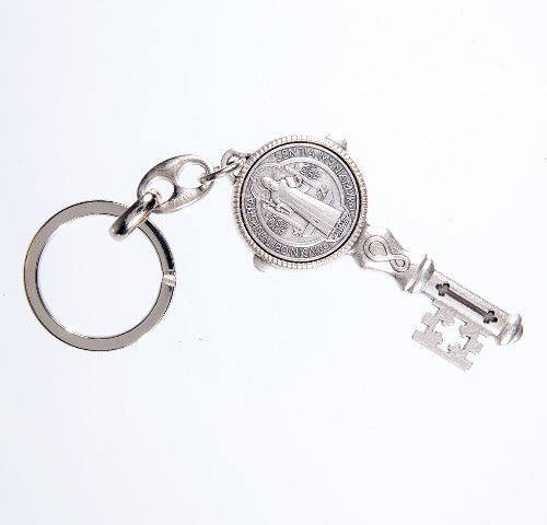 KEY CHAIN - ST BENEDICT - SILVER TONE KEY