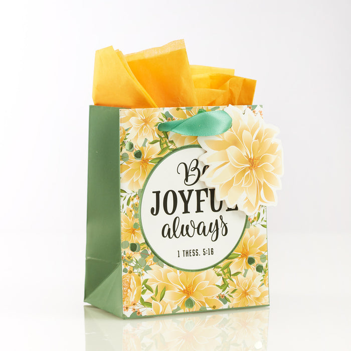 GIFT BAG - (S) BE JOYFUL - YELLOW - 4.2" X 3.4"