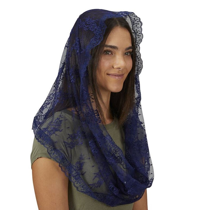 CHAPEL VEIL - NAVY LACE - INFINITY