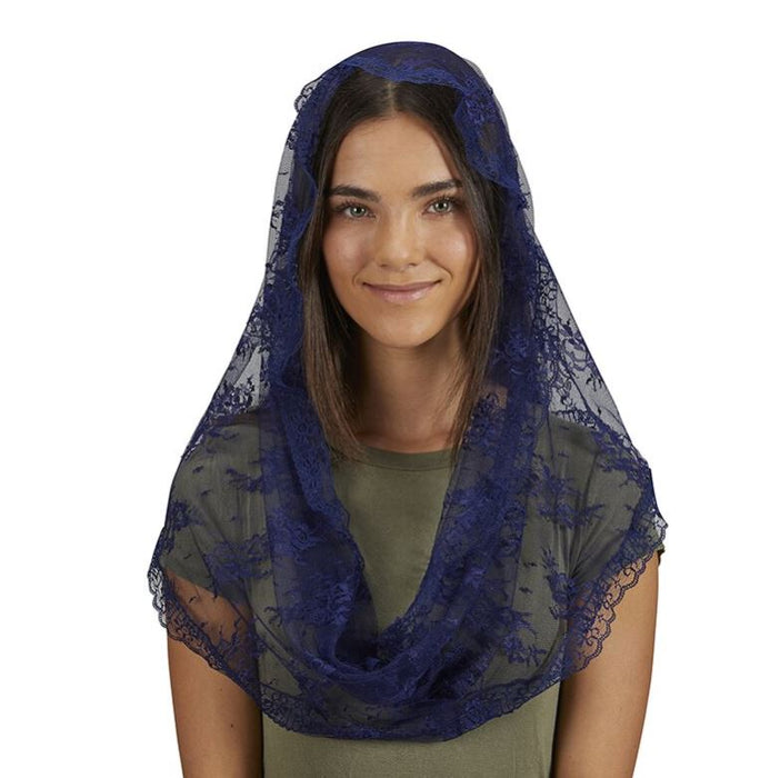 CHAPEL VEIL - NAVY LACE - INFINITY