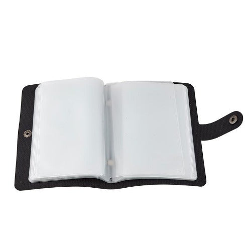 HOLY CARD HOLDER - BLACK IMITATION LEATHER -  HOLDS 40 CARDS