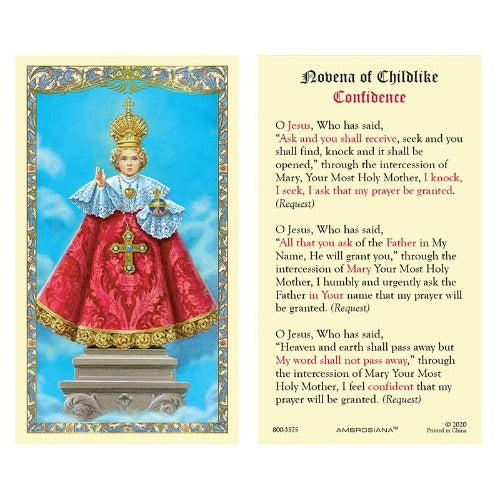 NOVENA INFANT OF PRAGUE HOLY CARD