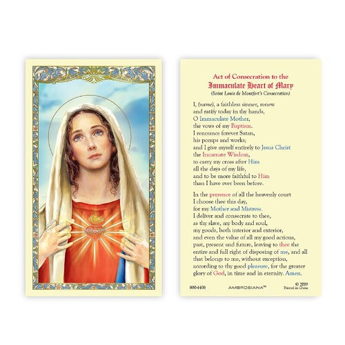 CONSECRATION TO JESUS THROUGH MARY HOLY CARD