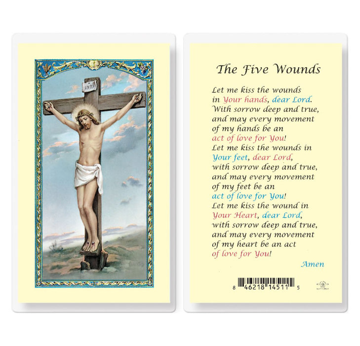 HOLY CARD - THE FIVE WOUNDS - CRUCIFIXION IMAGE