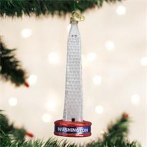 ORNAMENT-WASHINGTON MONUMENT - BLOWN GLASS WITH SPARKLES