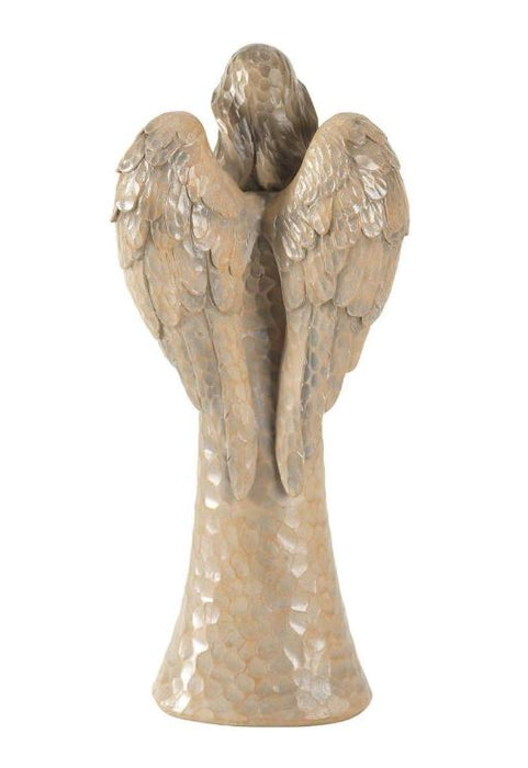 ANGEL FIGURE - PRAYING WITH HAMMERED LOOK FINISH - 10" RESIN