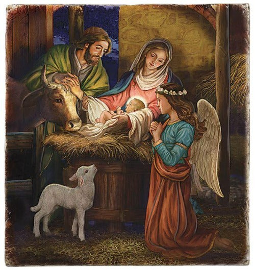 Away in the Manger Tile Plaque