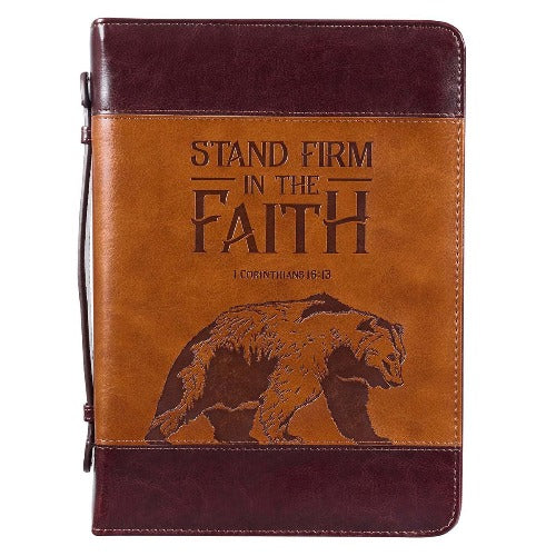 Bible Cover (M) "Stand Firm in Faith" with Bear
