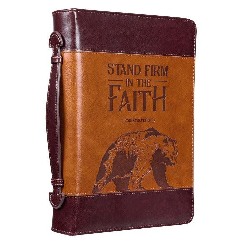 Bible Cover (M) "Stand Firm in Faith" with Bear