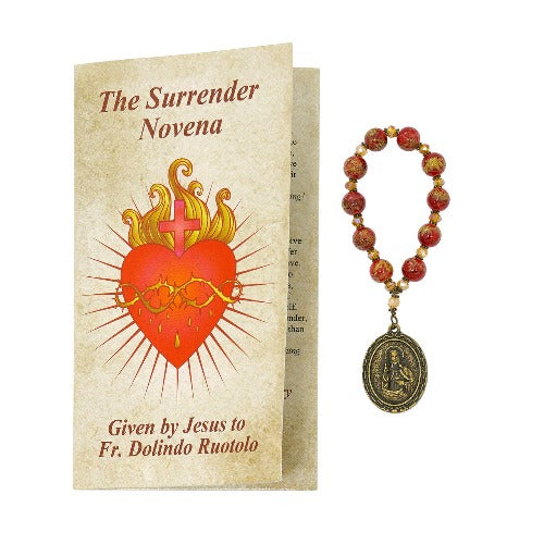 SURRENDER NOVENA - RED MARBLELINE BEADS - HOW TO PRAY