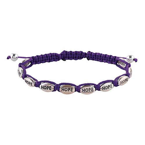 BRACELET WITH HOPE BEADS AND PURPLE CORD