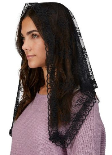 CHAPEL VEIL - BLACK LACE - TRADITIONAL