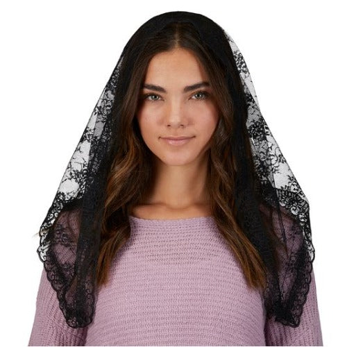 CHAPEL VEIL - BLACK LACE - TRADITIONAL