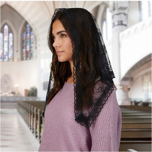 CHAPEL VEIL - BLACK LACE - TRADITIONAL