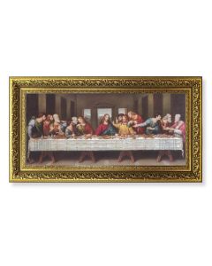 LAST SUPPER - AFTER DaVINCI 11.5 X 19" - ORNATE GOLDLEAF FRAME