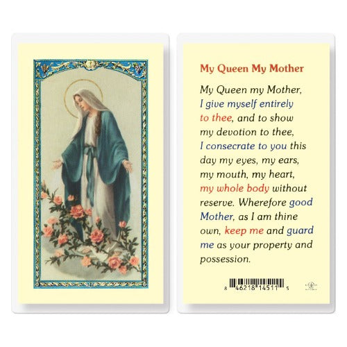 MY QUEEN MY MOTHER HOLY CARD