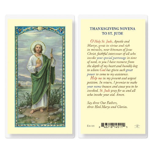 THANKSGIVING NOVENA TO ST JUDE HOLY CARD