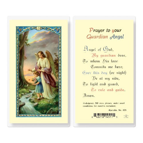 PRAYER TO GUARDIAN ANGEL GIRL HOLY CARD