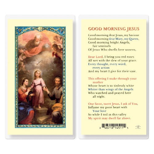 GOOD MORNING JESUS HOLY FAMILY IMAGE HOLY CARD