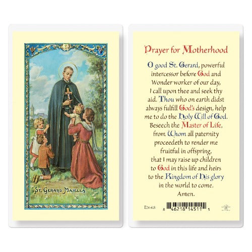 PRAYER FOR MOTHERHOOD ST GERARD HOLY CARD