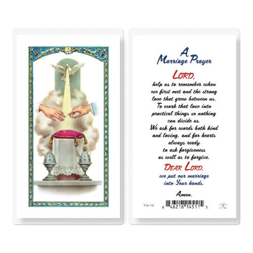 MARRIAGE PRAYER WEDDING SYMBOL HOLY CARD